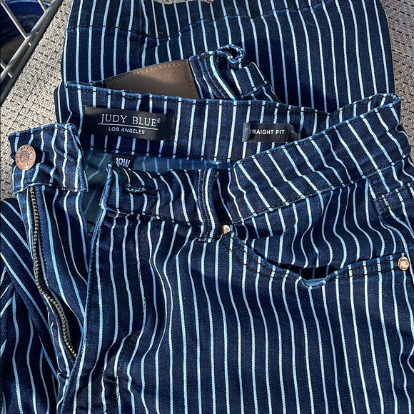 Judy Blue Striped Straight Fit Jeans - Picture 1 of 1